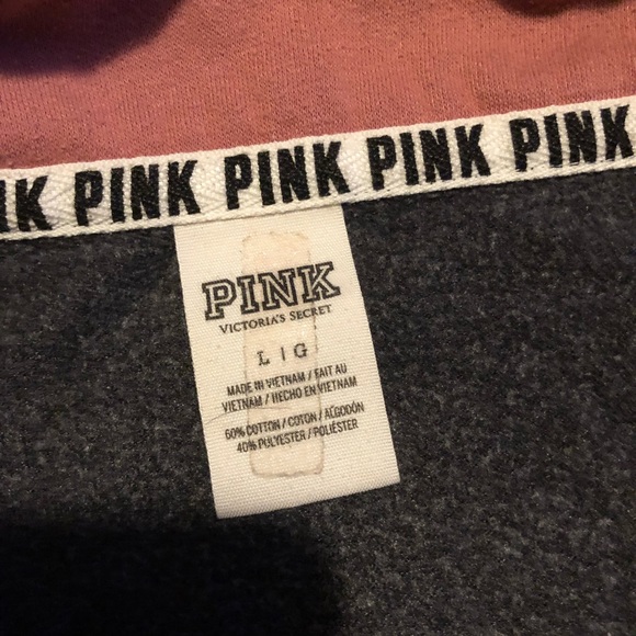 VS PINK Perfect Quarter Zip Color Block Soft Begonia Mauve Sweatshirt Sz M L - Picture 6 of 7